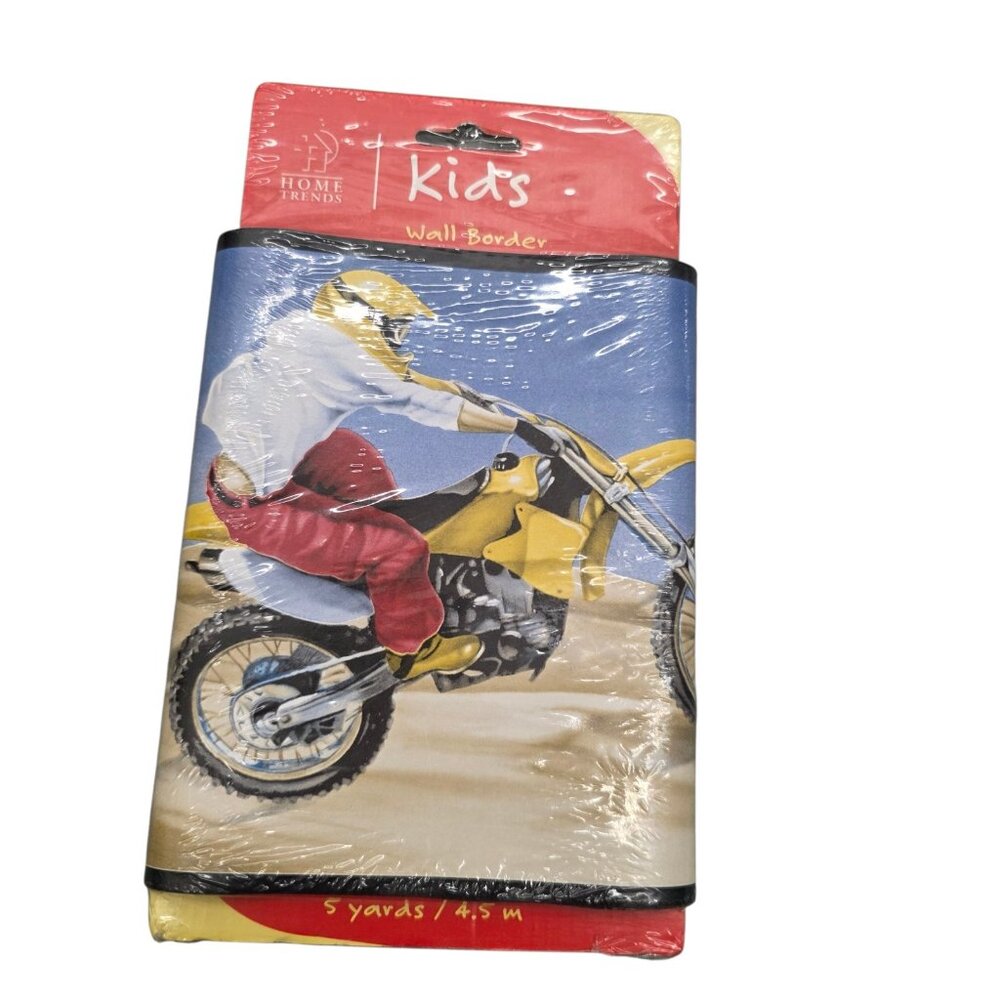 Motocross Dirt Bike Motorcycle Wall Paper Border 1 Roll 5 Yards Vintage